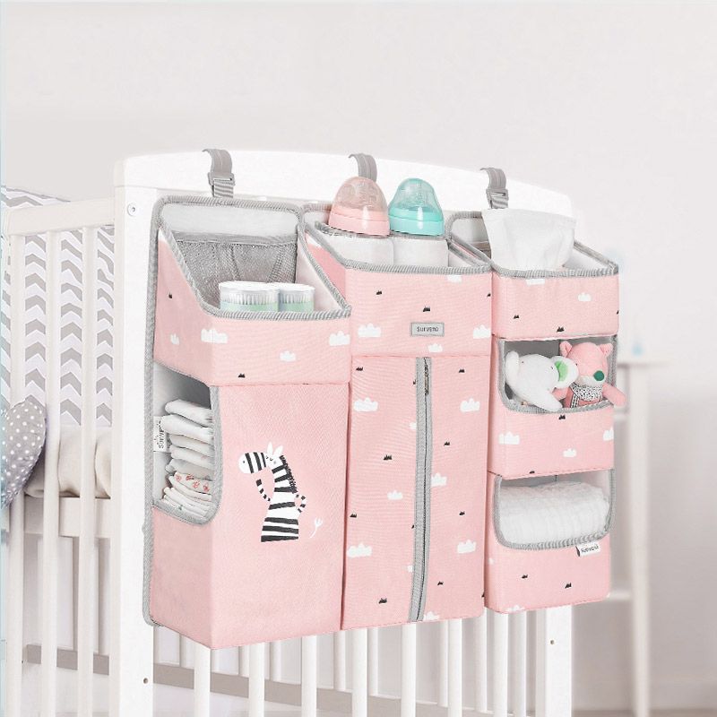 Sunveno Baby Storage Organizer Crib Hanging Storage Bag Caddy Organizer for Baby Essentials Bedding Set Diaper Storage Bag - JM Variety Store